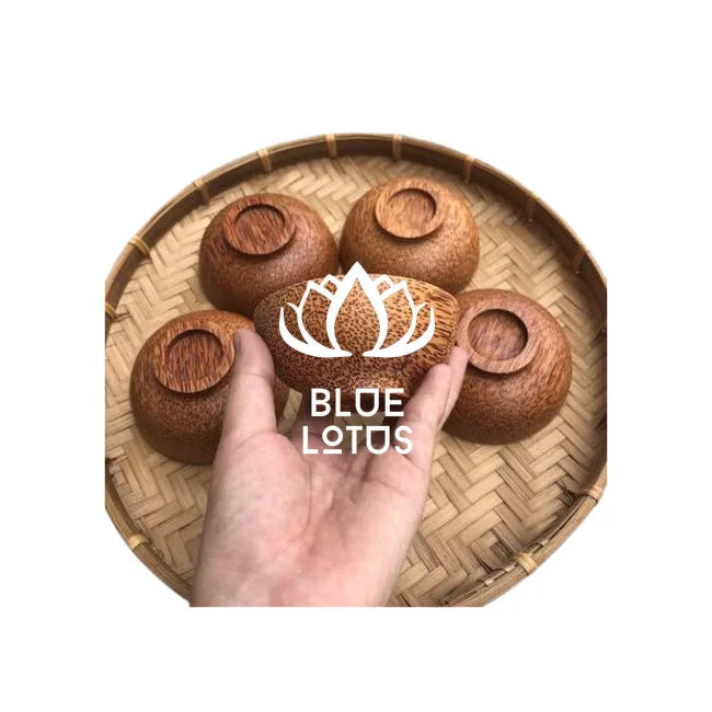Best Seller Unique Coconut Wood Bowl for Rustic Kitchen Decor Sustainable and Durable Dining Tableware Cherish Blue Lotus