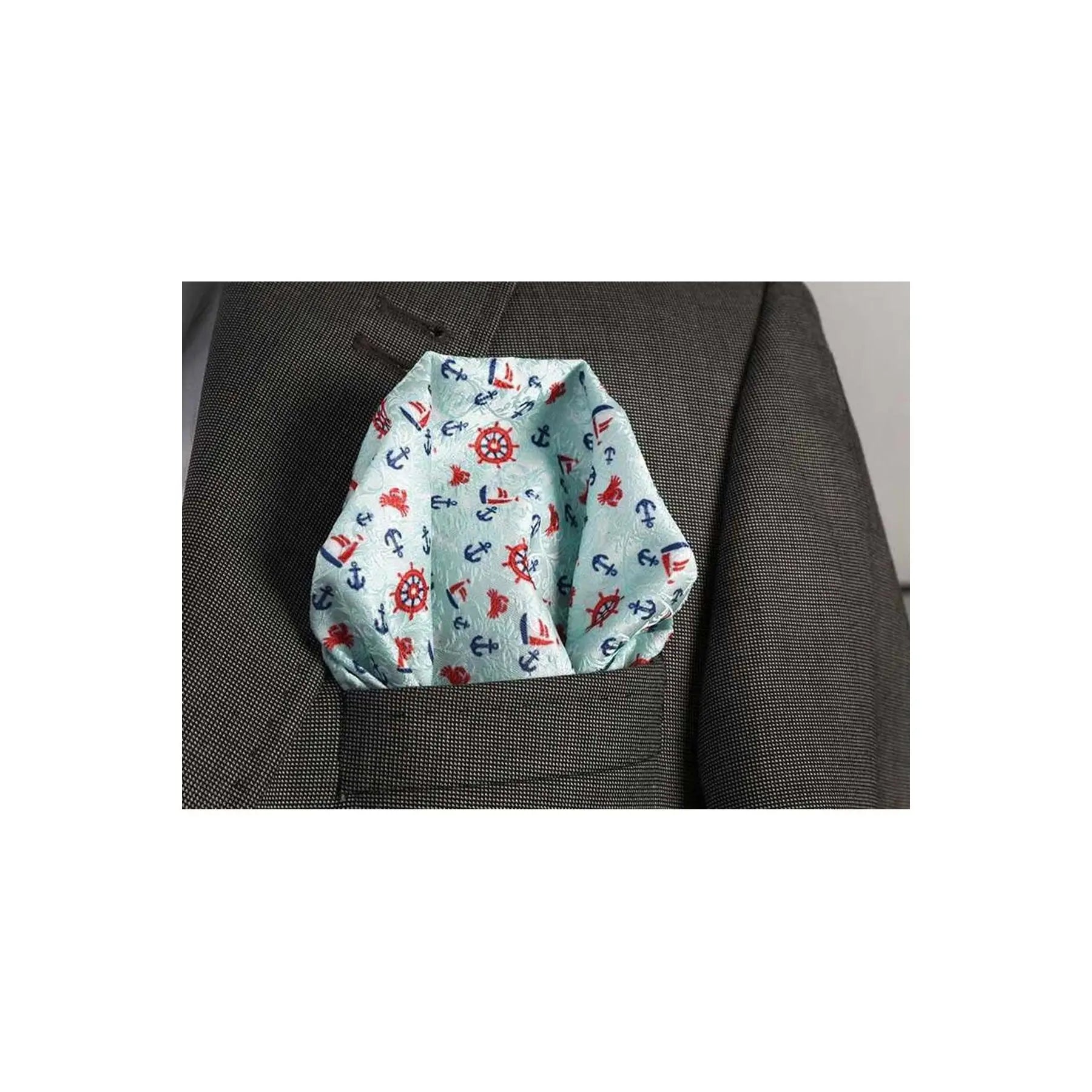 Mint Green Patterned Weave One Size Sailor Style Pocket Square for Men for Vests & Waistcoats