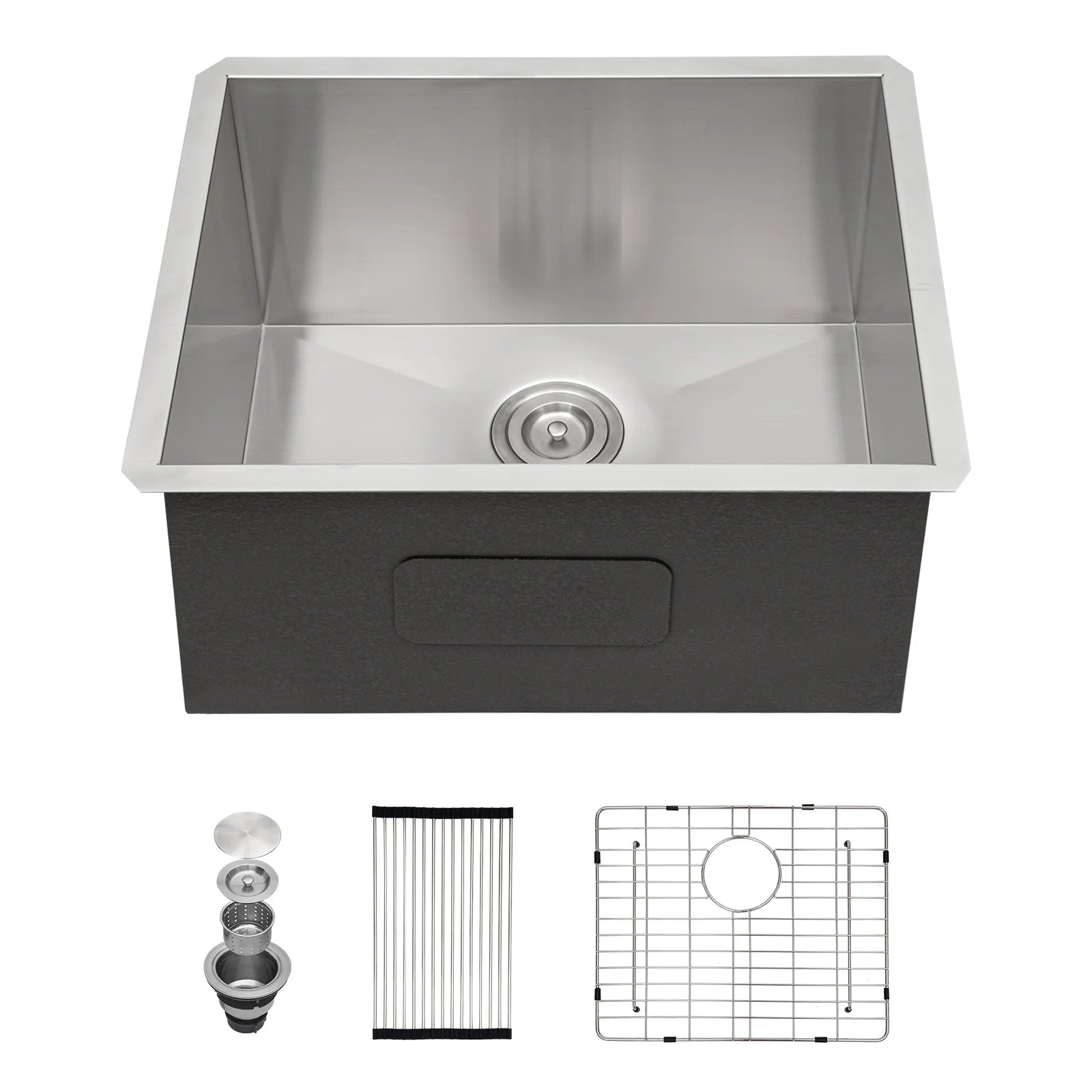 US Warehouse 16 Gauge Stainless Steel Brushed Single Bowl 24*18*12 Inches Drop-in CUPC Laundry Sink with Faucet&Soap Dispenser