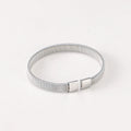 Fashion Waterproof Stainless Steel  Cuff Bracelet Personalized Vertical Stripe Open Hop Elastic Women Jewelry