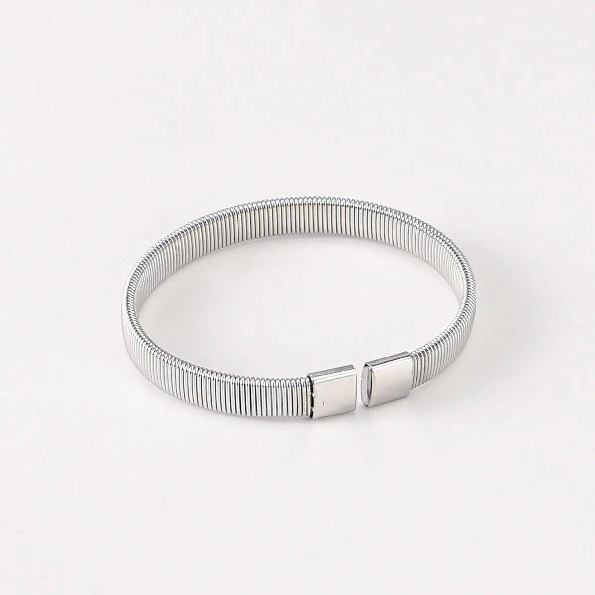 Fashion Waterproof Stainless Steel  Cuff Bracelet Personalized Vertical Stripe Open Hop Elastic Women Jewelry