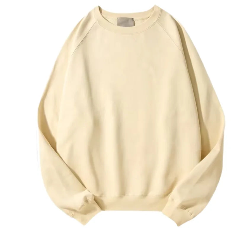 Spring Autumn Eco-Friendly Embroidered Loose Simple Sweatshirt Fully Customized Long Sleeved Round Neck Unisex Sweatshirts
