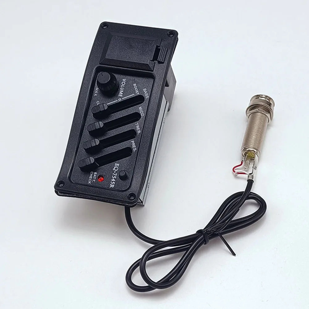 Acoustic Guitar Pickup EQ-7545R Metal and Plastic Matte Finish Durable Four-Band Equalizer with Tone Control