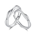 FDJZ-155 925 Sterling Silver Adjustable Finger Ring Shiny Diamond Round Surround Hemp Rope Twist Couple Rings for Women Men
