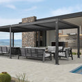 Custom Size Motorized Aluminum Louvered Pergola LED Lighting Luxury Modern Design Waterproof Balcony Garden Outdoor Pavilion MegaBDM