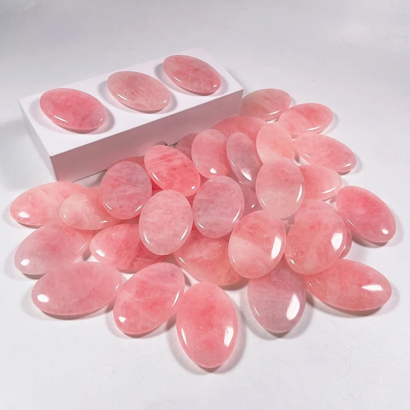 Hongzhuo Palm Stone Crystal Natural Rose Quartz Polished Healing Love Oval Pocket Stones for Anxiety Stress Relief Therapy