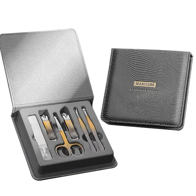 Man Grooming Kits Trending Products 2024 New Arrivals Beauty Manicure Set With Leather Case Box