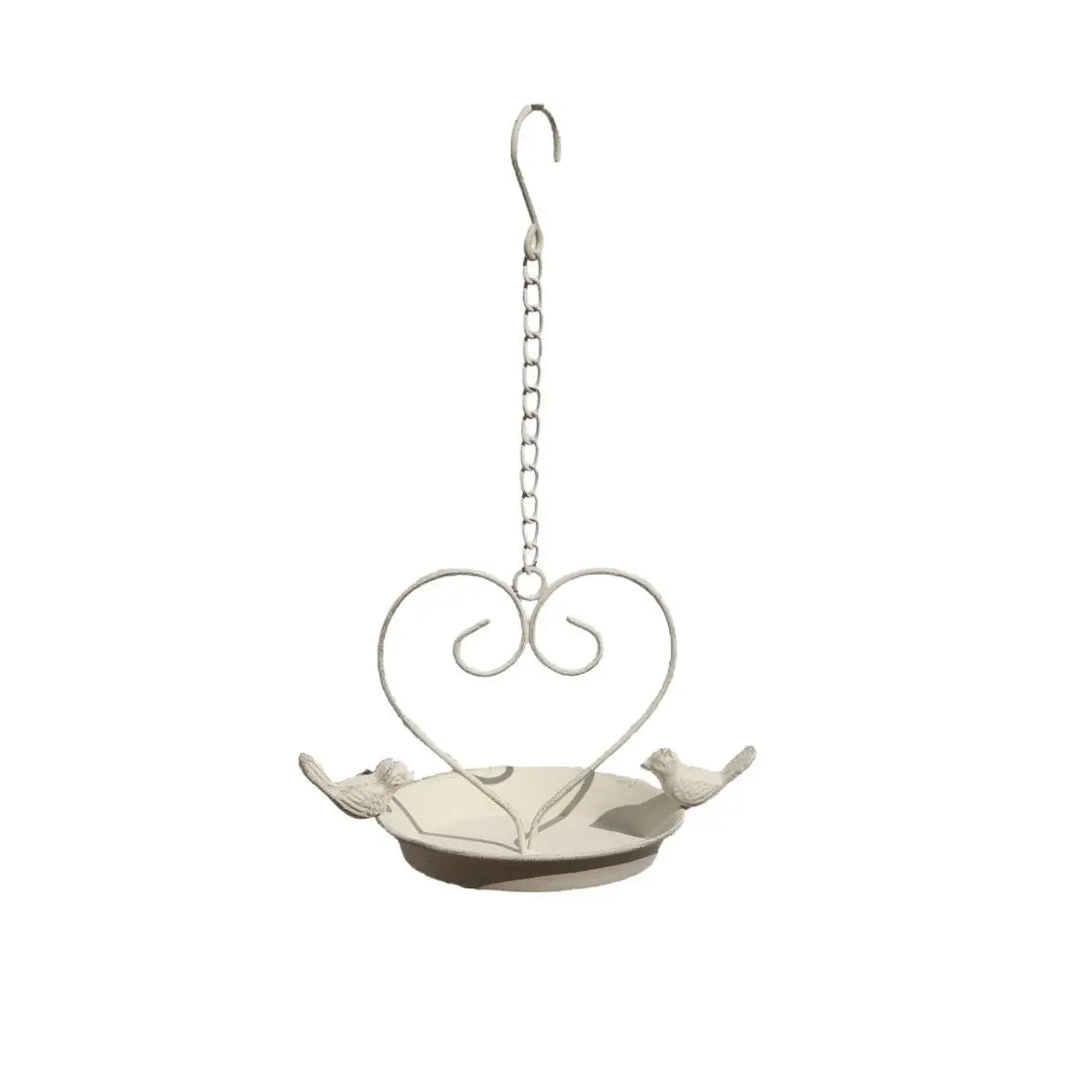 Vintage Hanging Metal Bird Feeder with Bell Decoration Rustic Iron Bird Bath Tray for Garden Patio Yard Outdoor Ornament