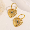 Dreamshow Vintage Jewelry Malachite Gemstone Evil Eye Pendant Earring 18k Gold Plated Stainless Steel Jewelry