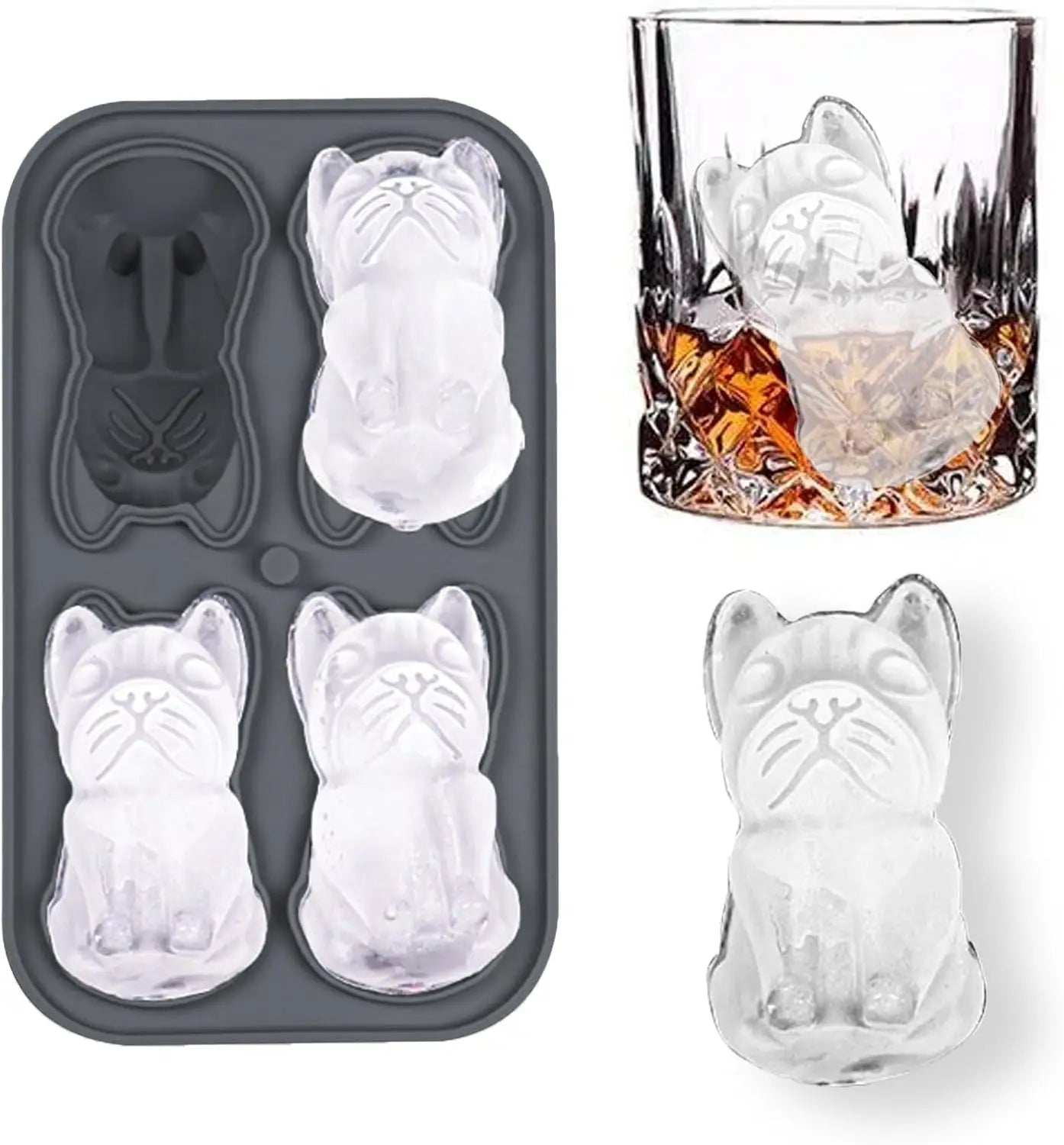 LifeTop French Bulldog Gifts 3D Ice Cube Mold Admaison Ice Cube Tray with Funnel for Cocktails BourbonBrandy Whiskey Gifts