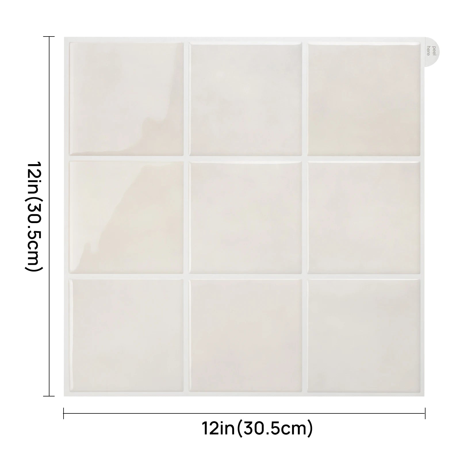 Peel and Stick 3D Effect Beige Marble Square Design Removable Stick on Wall Tiles
