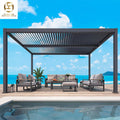 Garden Yard Outdoor Louvered Pergola Aluminum Frame Eco-Friendly Shade Cover Kit Pergola All-Season Smart Remote Sunroom Pergola