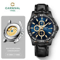 CARNIVAL Luxury Brand New Men's Mechanical Watches Multifunctional Automatic Luminous Calendar Waterproof Leather Montre Homme