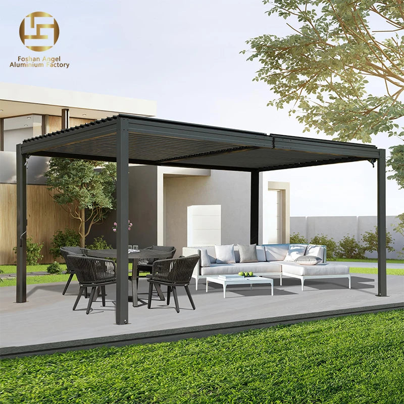 Aluminum Motorized Bioclimatic Pergola 3x3m 3x4m Outdoor Balcony Luxury Eco-Friendly Waterproof
