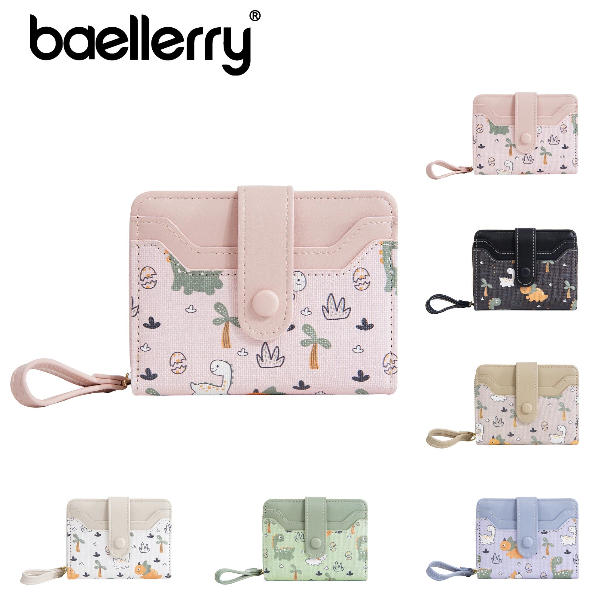 BAELLERRY Cute Bear Short Wallet for Women PU Leather Billeteras Para Mujer Purse Zipper Wallet ID Card Holder Wallets