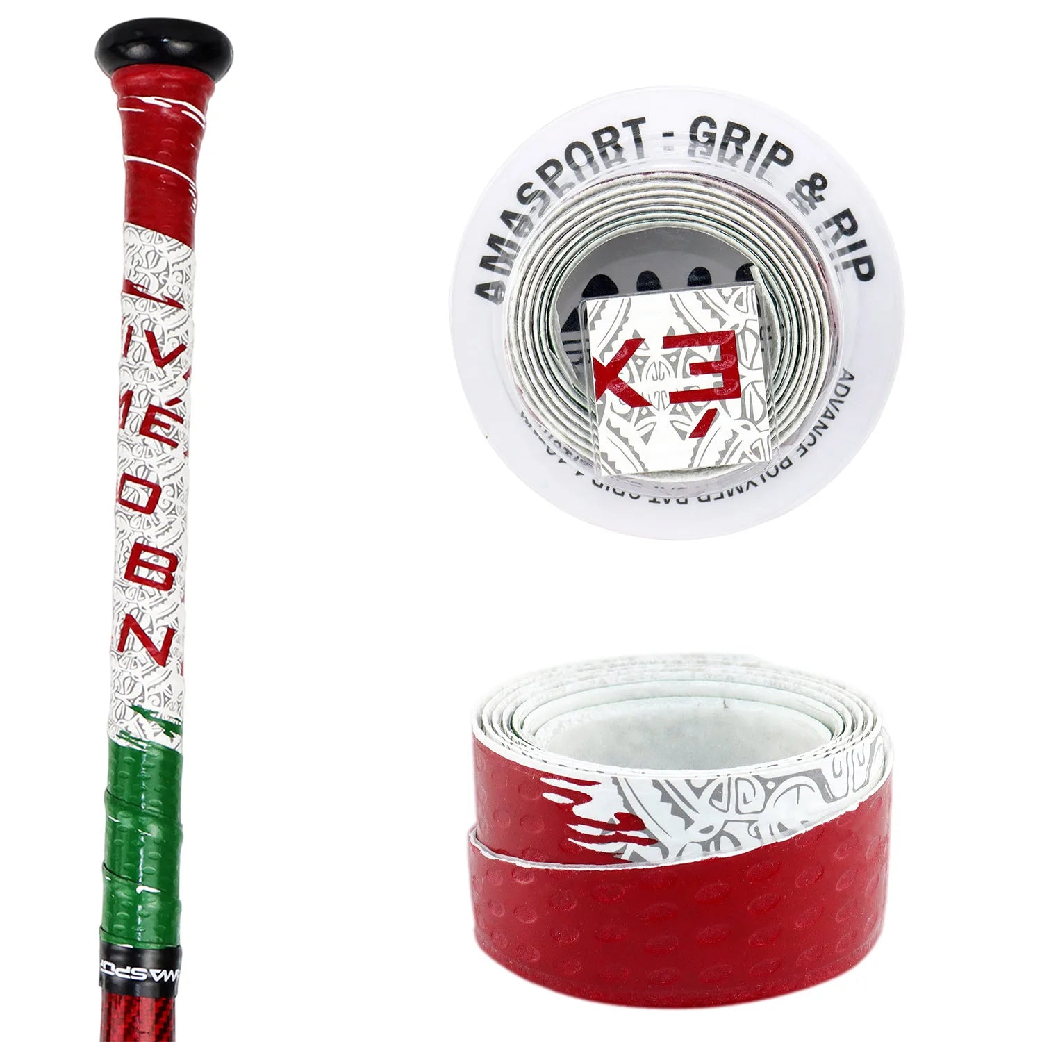2026 AMA SPORT Professional Manufacturer Anti-Slip Custom Logo Exceptional Comfort Durable PU Leather Baseball Bat Grip Tape