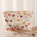 SW New Design Ship Shape Custom Heart Pattern Colorful Makeup Corduroy Leisure Cosmetic Pouch Portable Cosmetic Bag for Travel