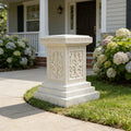 Fleur-De-Lis Resin Pedestal - White Ornate Design Elegant Base for Garden Statues & Indoor Sculpture Displays