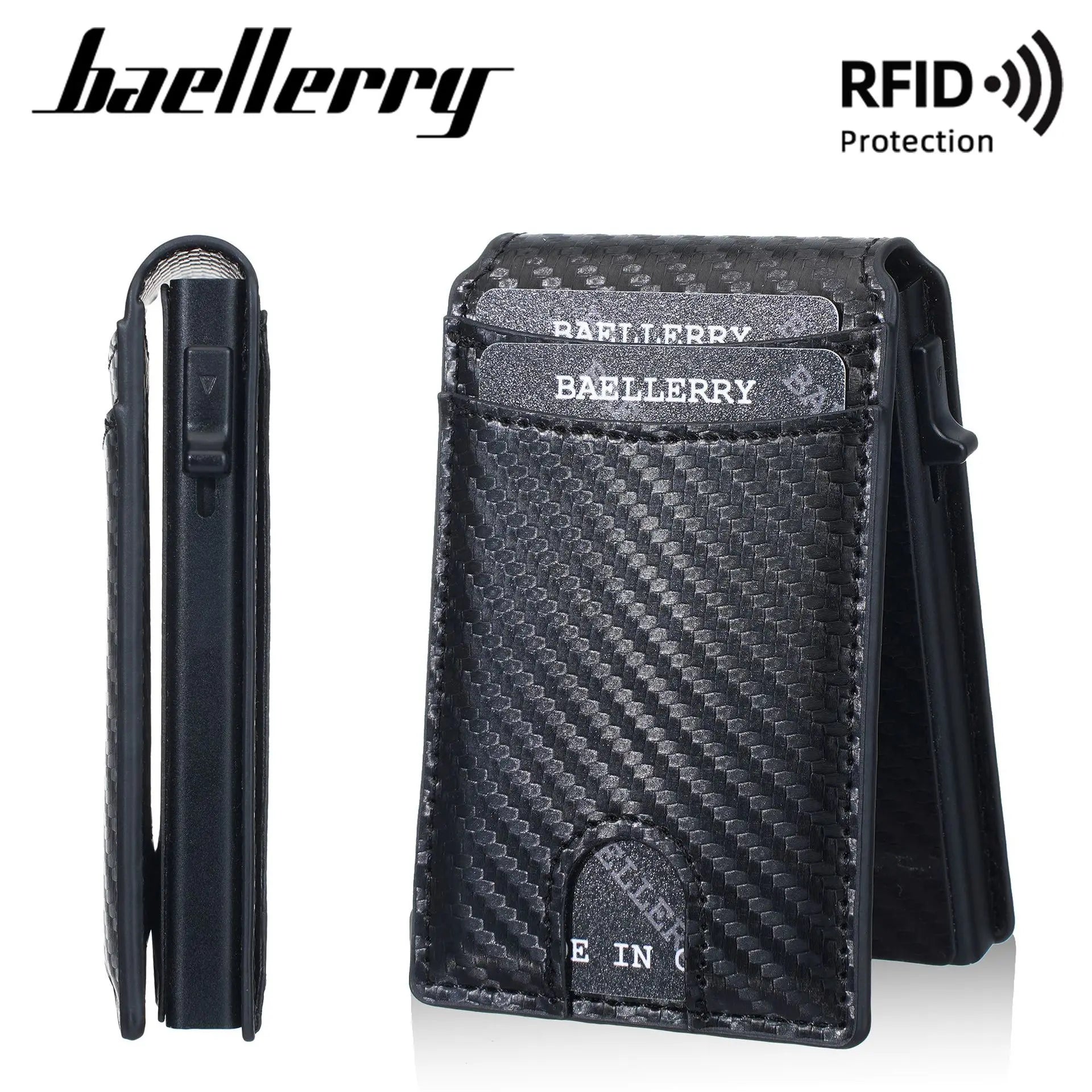 New Men's Card Bag Simple Carbon Fiber Multi Slot Card Clip Men's Lightweight Card Storage Bag Business ID Card Holder