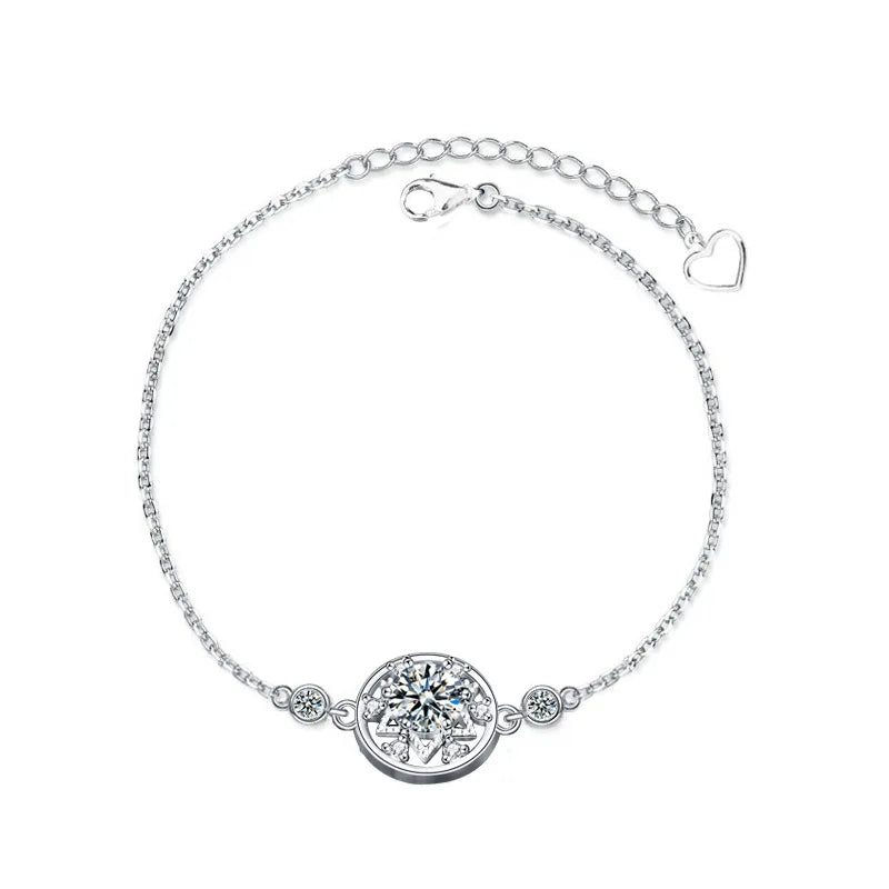 XRA004 925 Sterling Silver Ice Cut VVS 0.5 Ct Round Moissanite Diamond Charm Luxury Summer Fine Jewelry Bracelet for Women