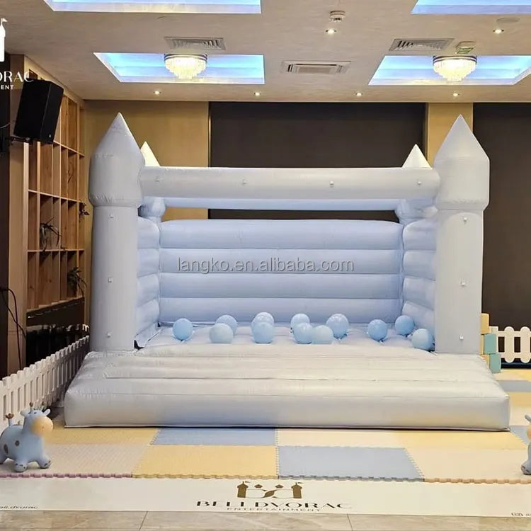 Blue White Jumping Inflatable Bounce House Bouncy Castle with Slide for Outdoor Kids Used Wedding Party Use