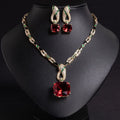 New Design African Design Gold Plated Red Green Yellow Pendant Necklace Wedding Collection Jewellery Sets