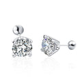XEZ036 Wholesale 925 Sterling Silver Round Moissanite Classic Four  Claw Women Jewelry Stud Earrings for Ladies Christmas Gift