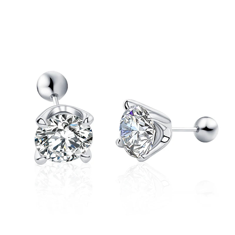XEZ036 Wholesale 925 Sterling Silver Round Moissanite Classic Four  Claw Women Jewelry Stud Earrings for Ladies Christmas Gift