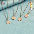 Laser Engraved Stainless Steel  Round Pendant Necklace Arabic Initial Letter Chain Necklace