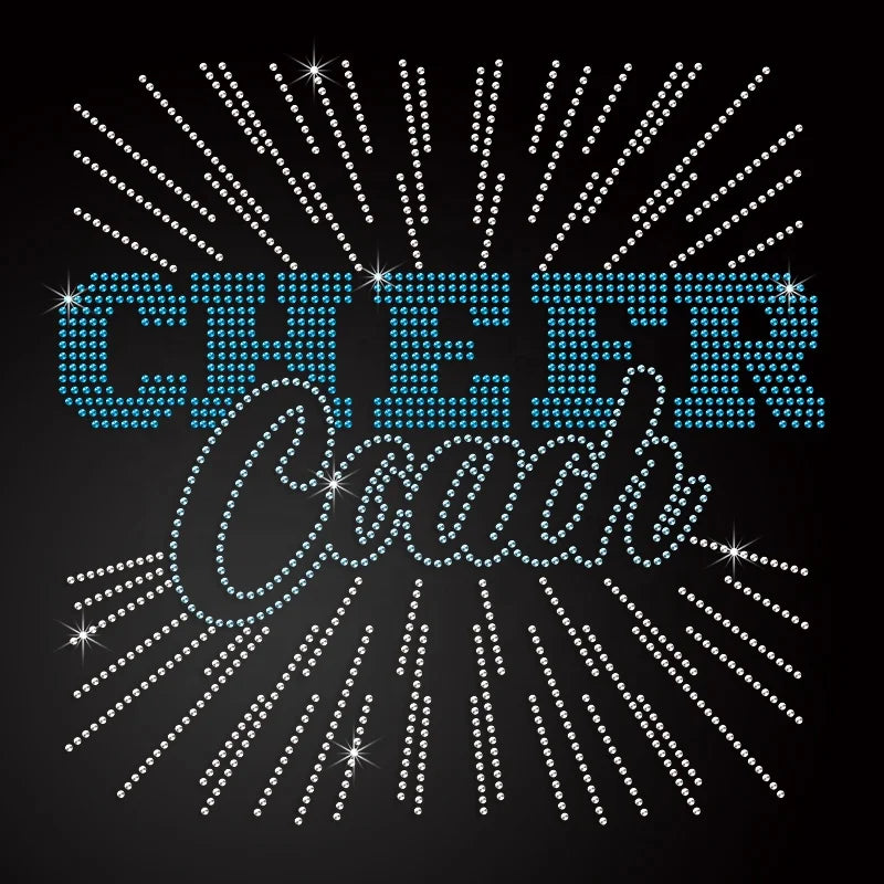 Customized Rhinestone Cheer Heat Transfers Rhinestone Custom Heat Transfer
