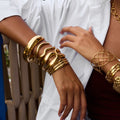 J&D Classic 18K PVD Gold Plated Stainless Steel Wide Face Bracelet Minimalist Stacking Bangles Jewelry MegaBDM