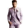 Lavender Formal Men Tuxedo Suits 3 Pieces Regular Fit Notch Lapel Jacket+Vest+Pants for Prom Party Wedding Blazer Suits