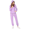New Fashion Two Piece Terry Autumn Hooded Lined Sweatsuit Set Women Solid Sports Wear Long Sleeve Training Tracksuit