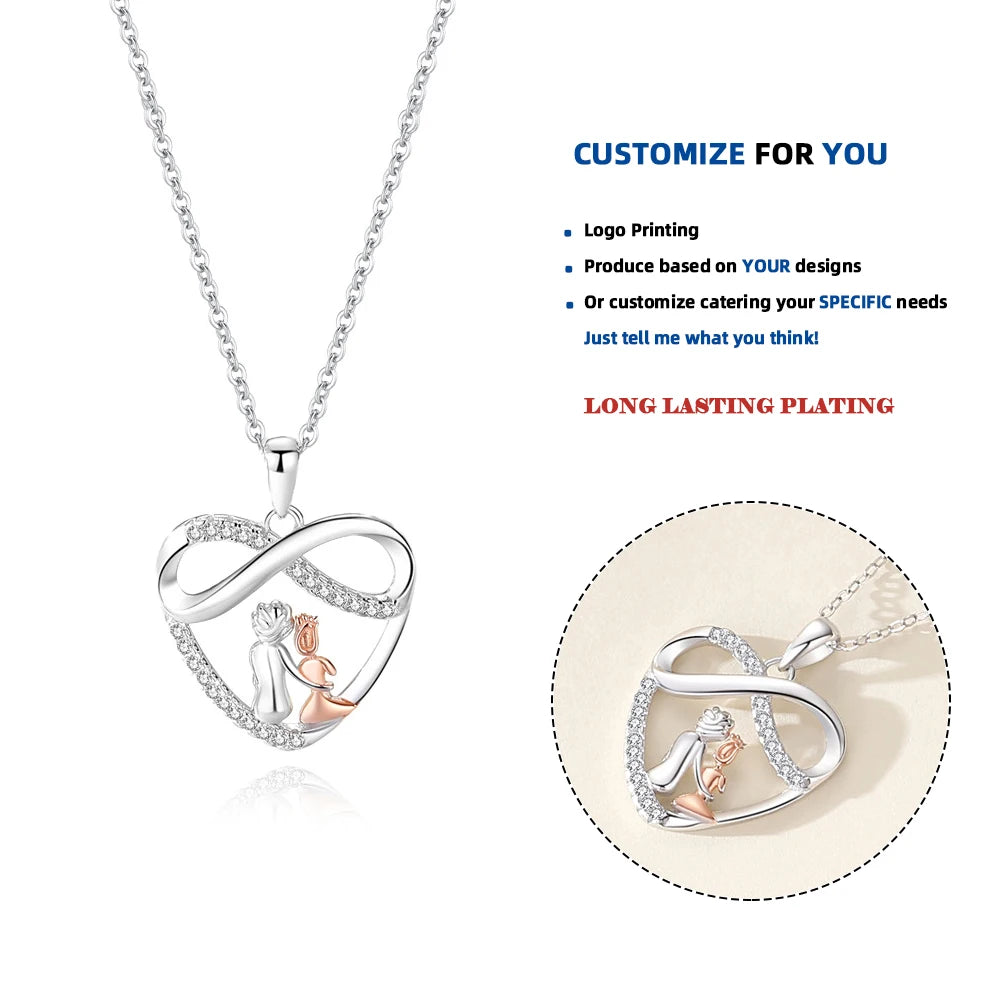 DY939 Beautiful Design 925 Sterling Silver Pendant Diamond Heart Necklace Simple Fashion Clavicle Chain Jewelry for Women