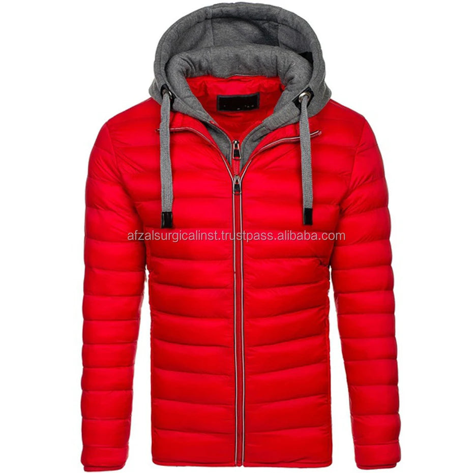 Men Autumn Outdoor Sports Jacket Casual Hooded Stand Collar Front Logo Waterproof Windproof Standard Thickness