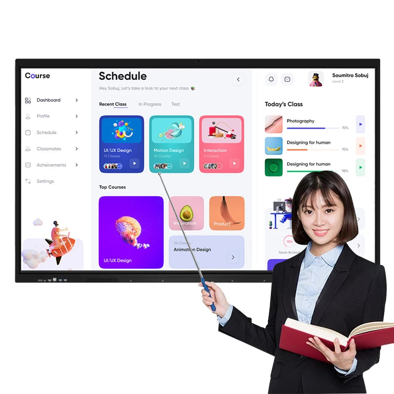 65 Inch Smart Teaching Electronic Interactive Whiteboard with Infrared Touch Technology 4K Resolution 20 Touch Points