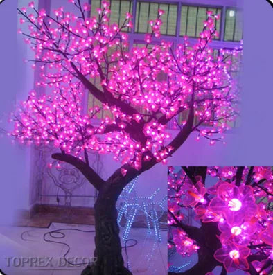 Outdoor IP65 Water Proof Christmas Decorative LED Garden Lighting pink Cherry Blossom Tree Artificial Illuminated Tree