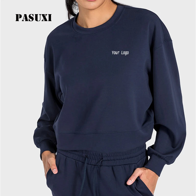PASUXI 2025 New Women's Quick Dry Yoga Sweatshirt Long Sleeve Loose Workout Gym Pullover Casual Sports Top for Fitness Training