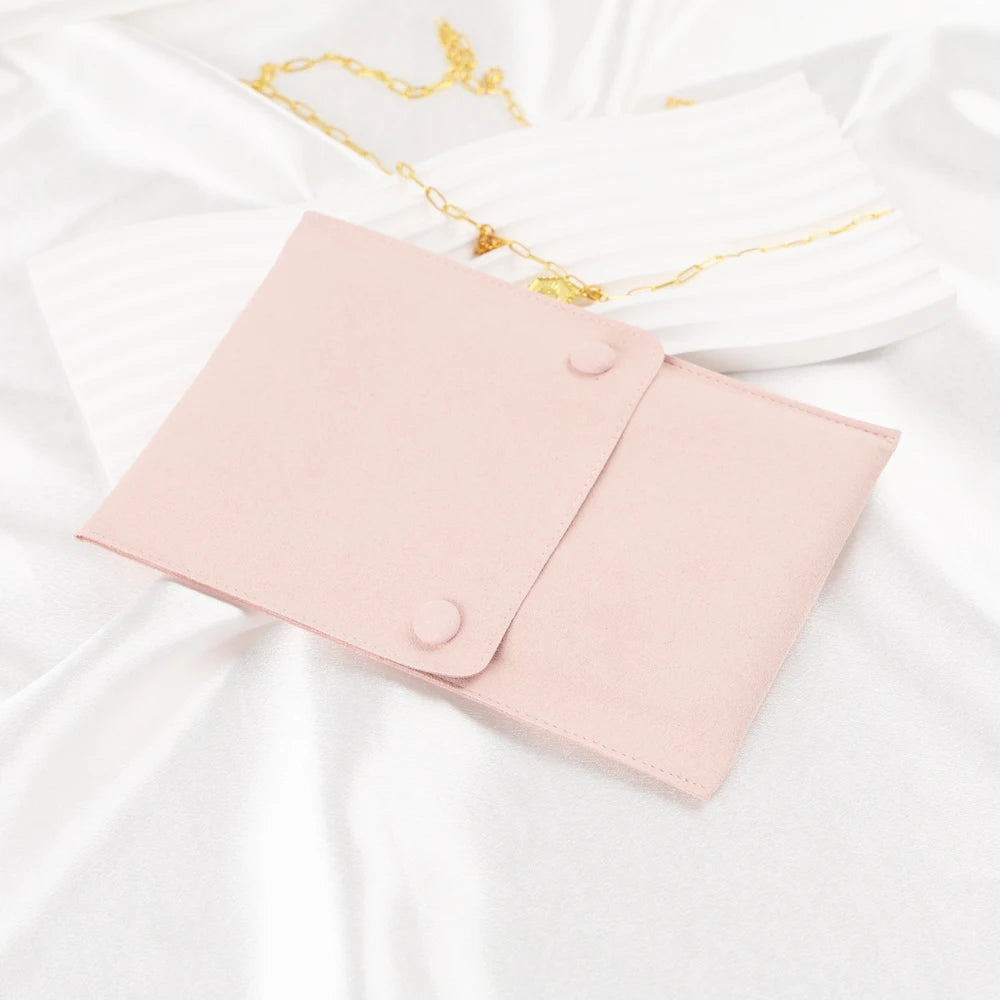Recycled Custom logo Jewelry Pouch Wholesale Velvet pink Luxury Packaging Unique for Necklace