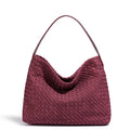 Women's Simple Large Autumn Winter Suede Tote Bags Hand-Woven Shoulder Knitted Velvet Single Handle Polyester Lining Chain