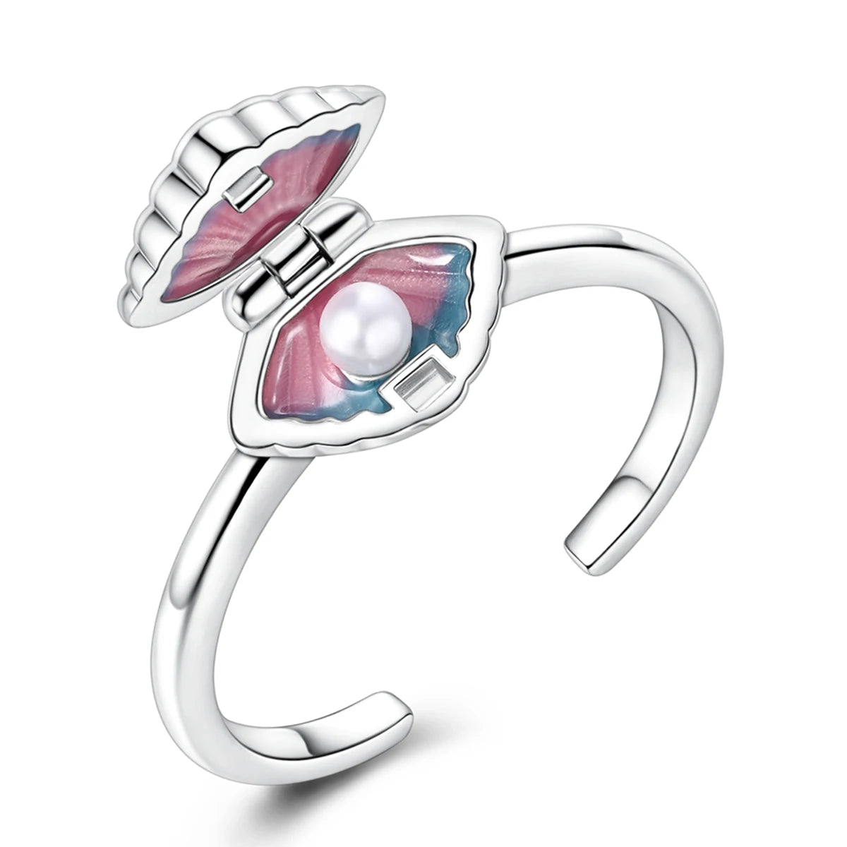 Tiktok Hot Selling Silver Seashell Open Rings for Engagement Wedding Anniversary Party or Gift Giving