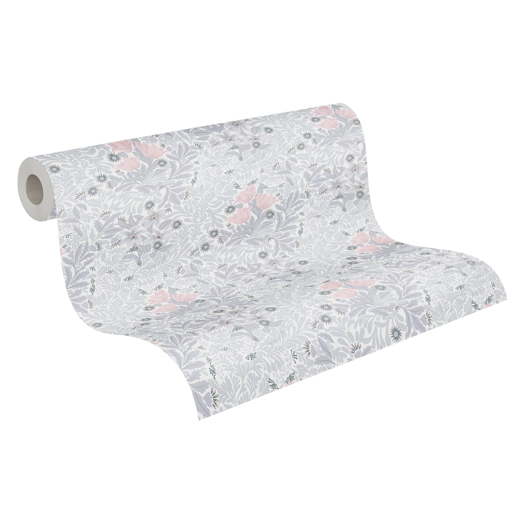 Made Germany Luxury Non Woven Floral Wallpaper Rolls-Wash-Resistant Light Resistant Grey Pink White for Living Room