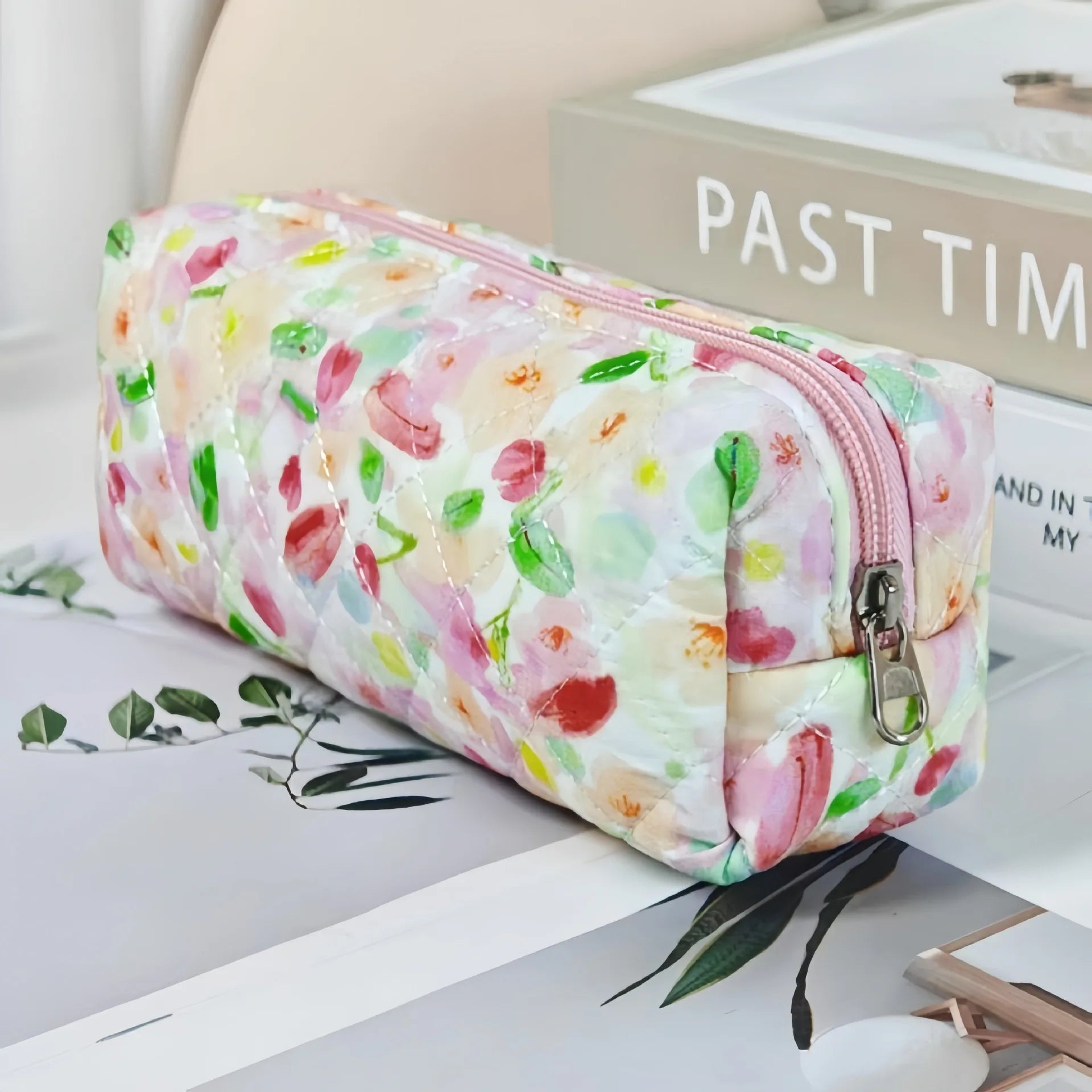 Hot Sale Durable Cotton Multi-color Small Flowers Single-layer Pencil Bag With Zipper Cute Pencil Case for School