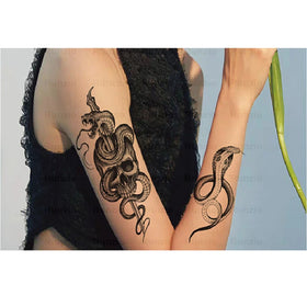 Waterproof Black Animal Flower Snake Tattoo Stickers Temporary Tattoo 6.8x14cm Paper & PET Film CE Certified Customizable