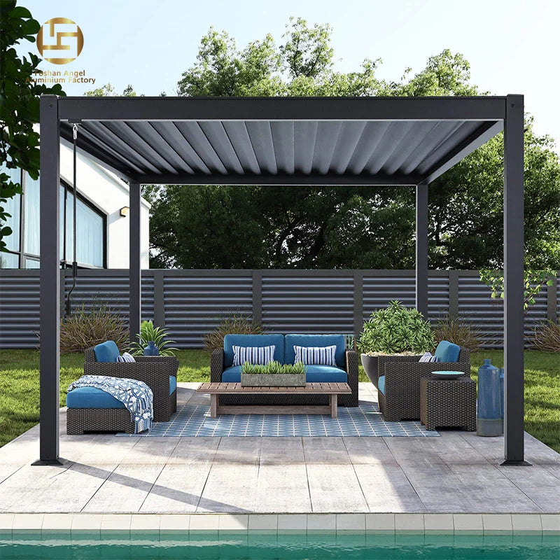 Brand Pergola Fix Roof Motorized Retractable Aluminum Pergola Outdoor Balcony Bioclimatic Eco-Friendly Waterproof