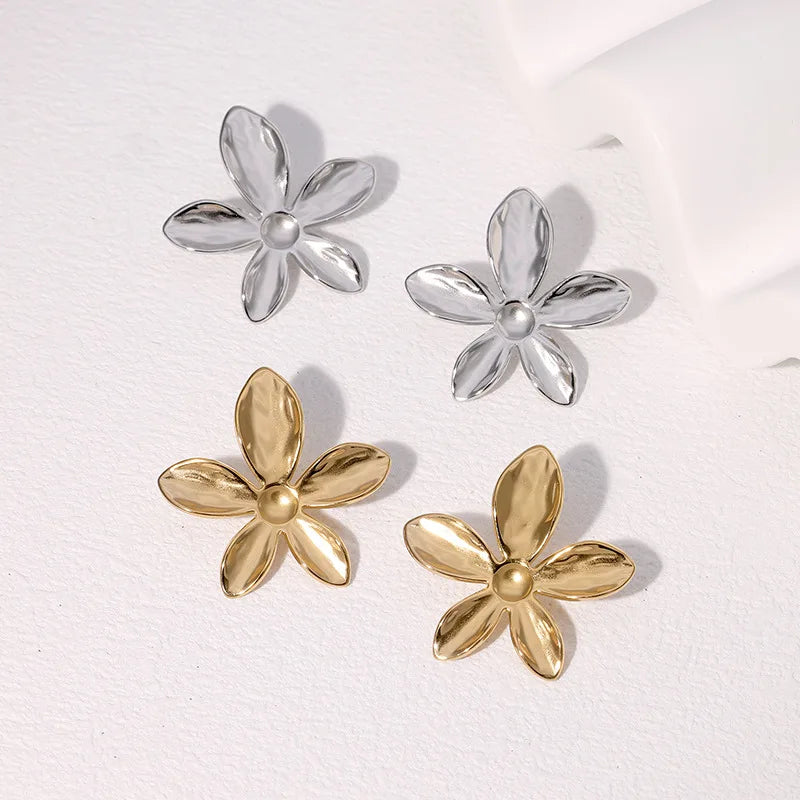 2026 New Jewelry Wholesale Waterproof 18k Gold-plated Stainless Steel Women Flower Earrings