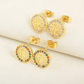 QIKU Wholesale Tree of Life Hollow Out Pave CZ Copper Handmade Bohemian European Fashion Party Stud Earrings for Women