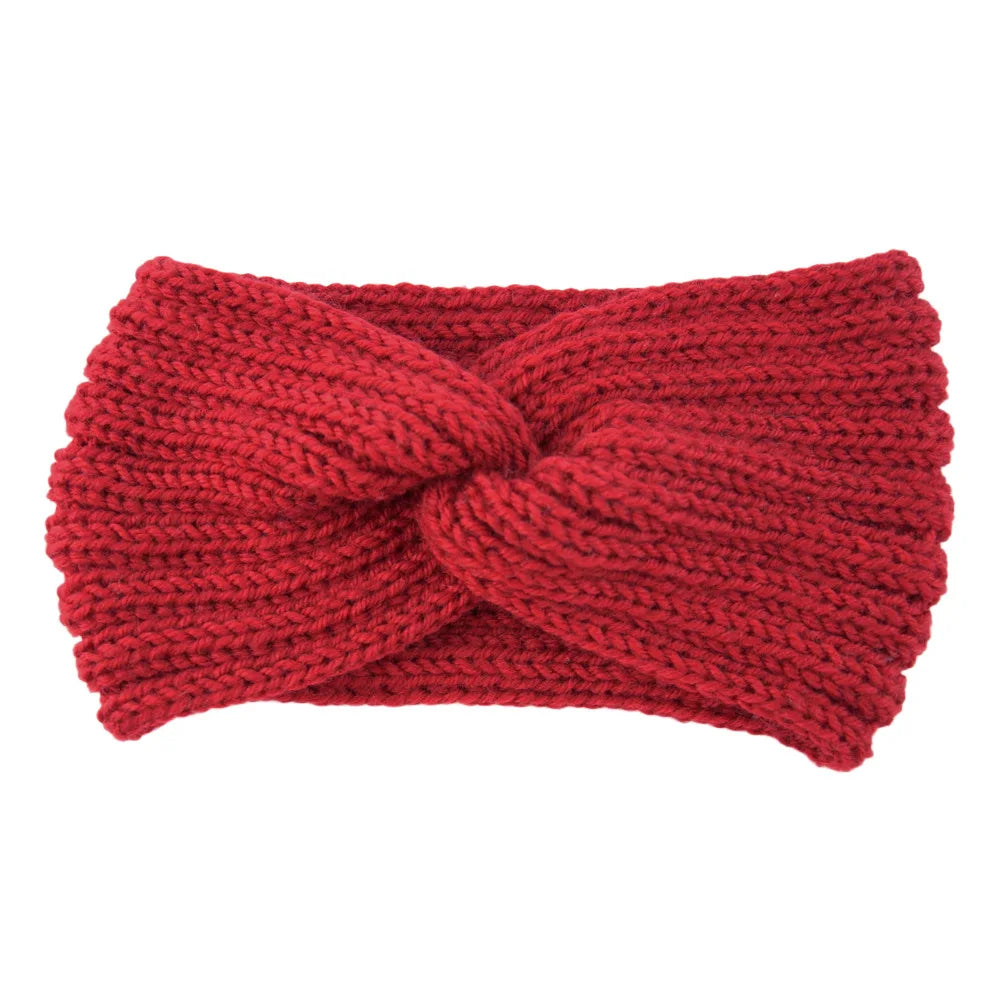 Korea Winter Pearl Knitted Cross Headbands for Women Girls Handmade Hair Accessories Autumn Headwear Ear Warmer Elastic Hairband