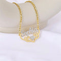 Qiuhan Personalized Text Two Tone Heart Name Necklace Gold Name Necklace Custom Nameplate Jewelry Gift