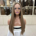 Jewish Lace Top Wig Full Cuticle Aligned Raw Virgin European Hair Blonde Balayage with Dark Root HD Lace Front Wig for Women